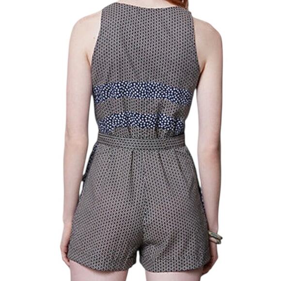 Anthropologie Jen Kao Melati Floral Navy Summer Romper cottagecore boho - Picture 8 of 10